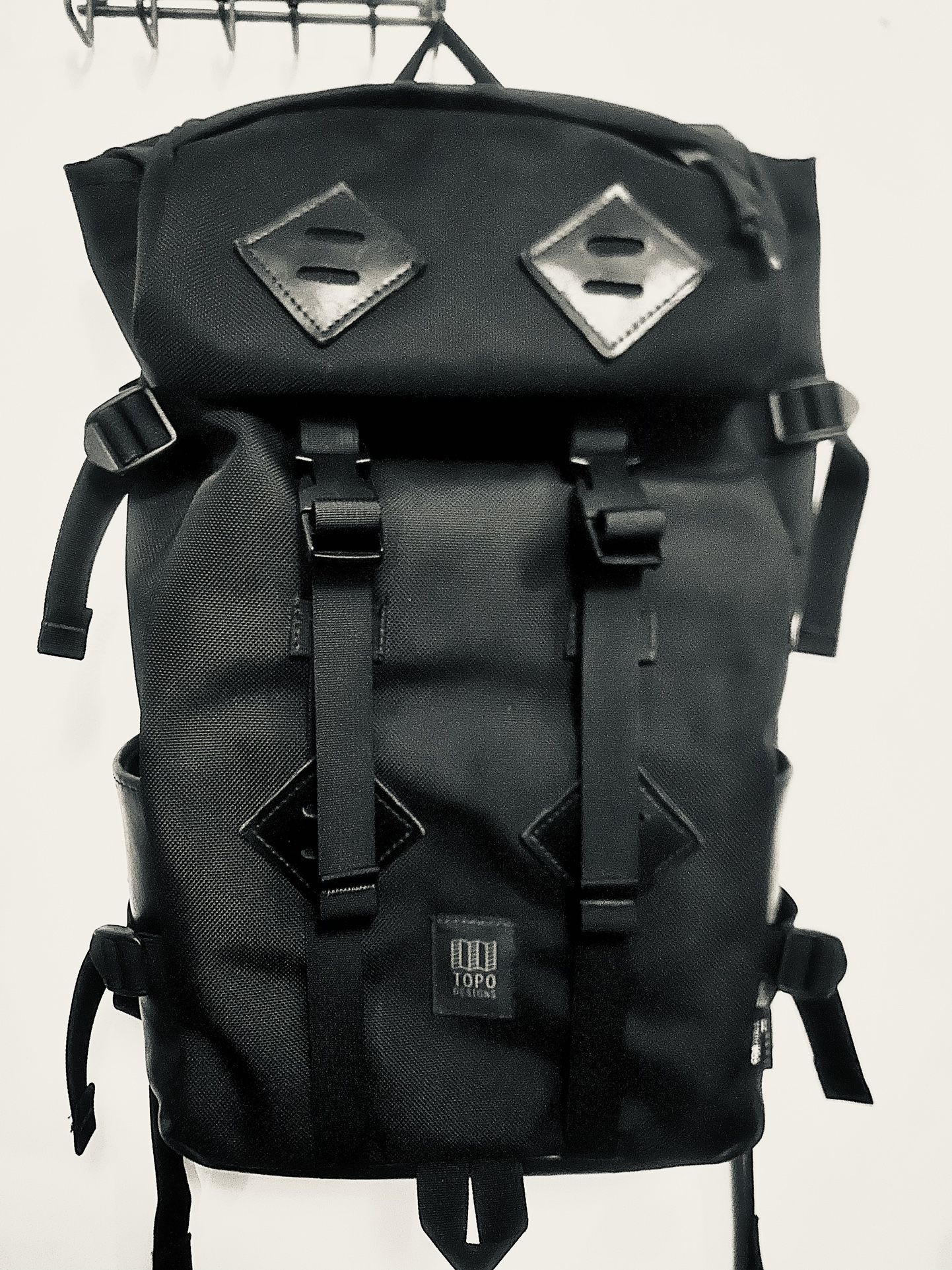 TOPO DESIGNS Backpack- Limited Edition 25 L Klettersack - BLACK Cordura/BLACK Leather- Like new) 