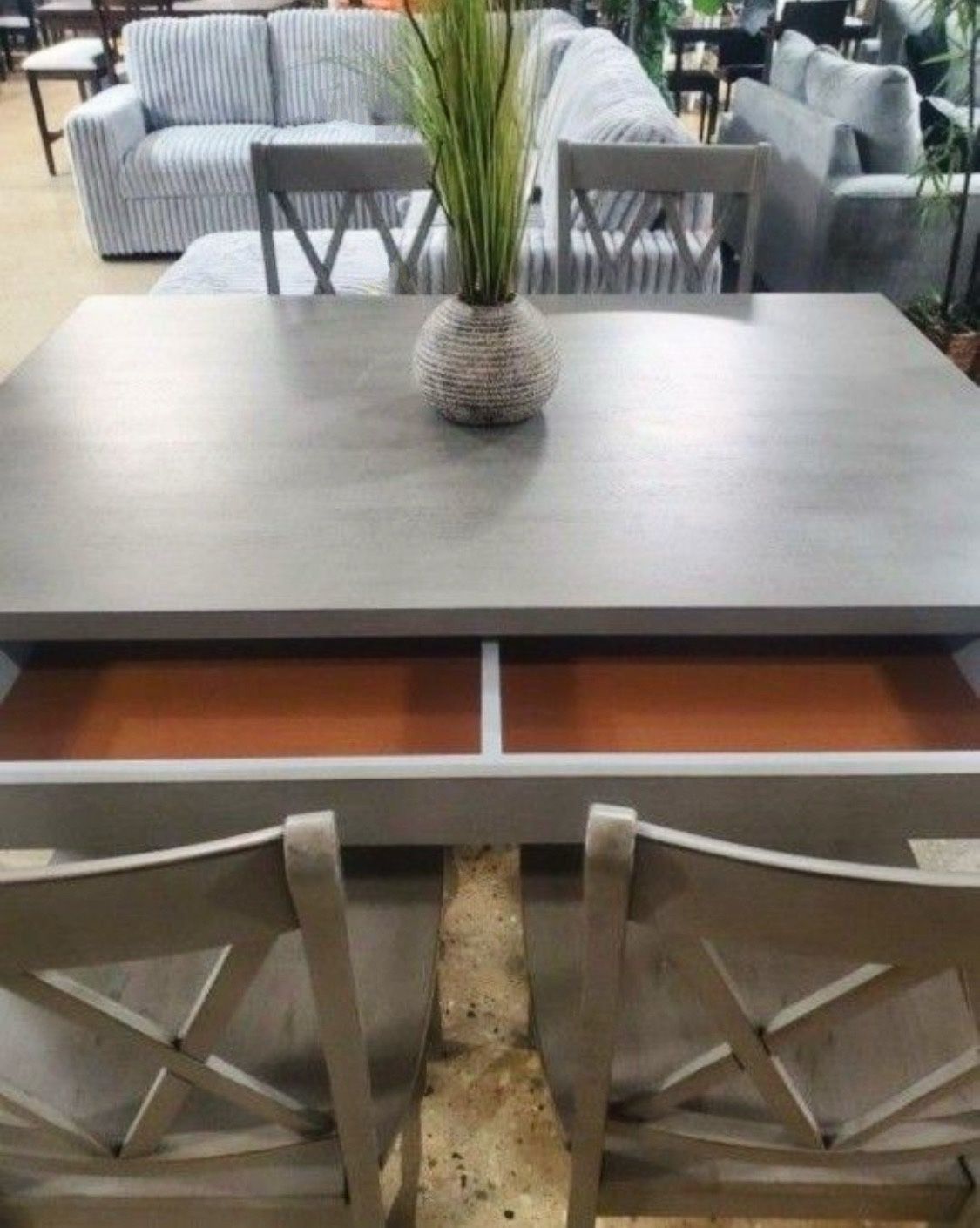 New Rustic 7 Piece Dining Set with Storage Drawers
