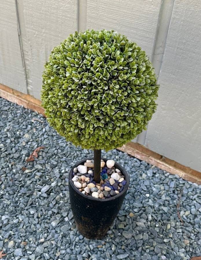 Artificial Faux Boxwood Ball Topiary Tree In Ceramic Pot Home Decor