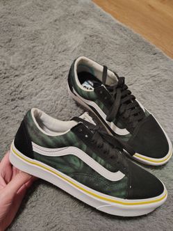 Vans black and green shoes