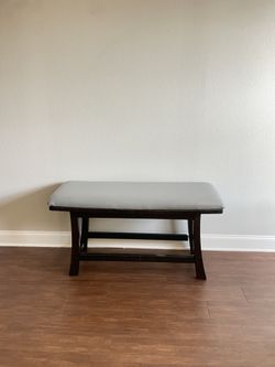 Wooden Bench With Leather Cushion 