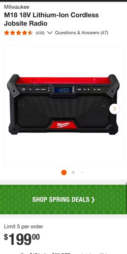 New Milwaukee M18 Bluetooth Jobsite Radio. Still in box. Has dual high-range tweeters and 3.5" woofers for balanced sound. Bluetooth 5.0 for 120 ft ra