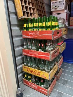Used coke crates and bottles