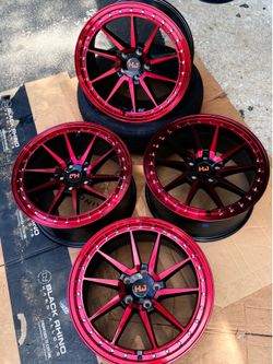 NEW 4 HJ 18x8.5J Red and Black Wheels Rims