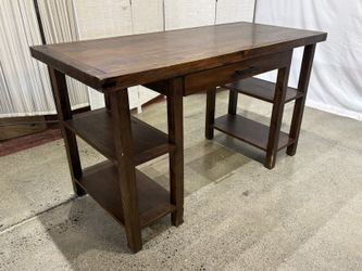 Dark Roast Open Shelf Single Drawer Desk