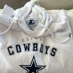 Adult Small White Cowboys Hoodie 