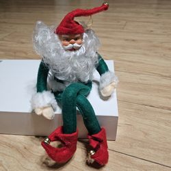 Santa Elf On The Shelf Sitter Ornament Poseable Bendable Plush Christmas Holiday Decor Kids Toy / 12.5" Long