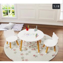 Kids Wood Table with 2 Chairs