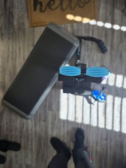Squat machine, ab wheel, professional stepper, ab video