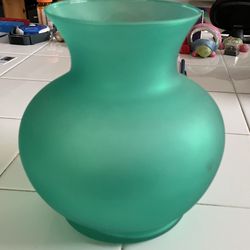 Beautiful Matte Finish Green Glass Vase 
