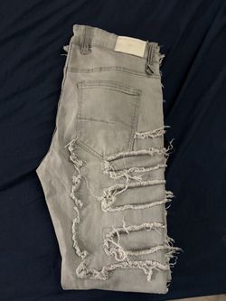 Gray Heavily Distressed Denim Shorts