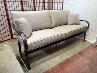 NEW! MACY’S St Croix Oyster Grey Outdoor Bench with Rust Proof Cast Aluminum Frame