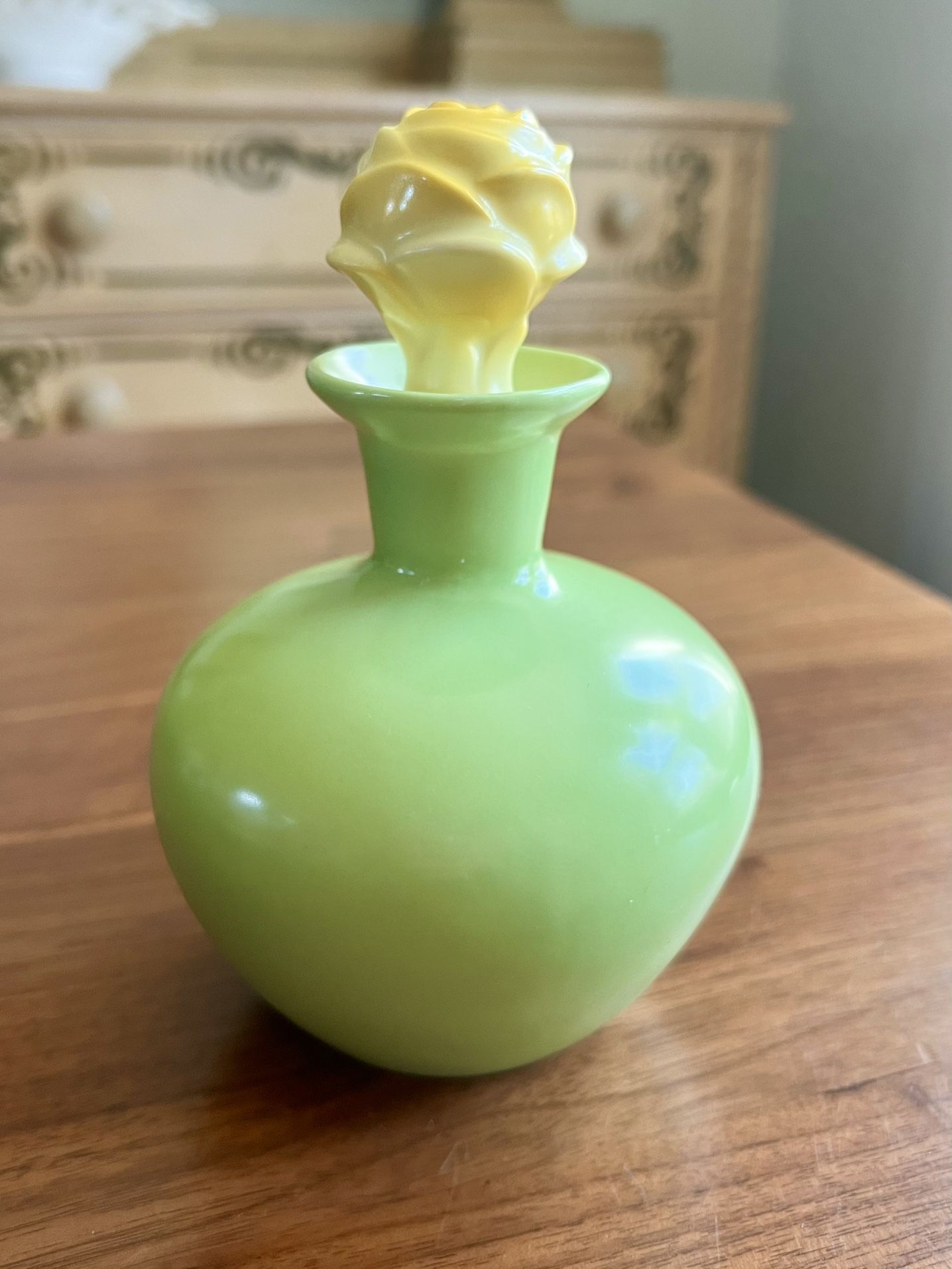 Vintage Green Ceramic Perfume Bottle with Stopper