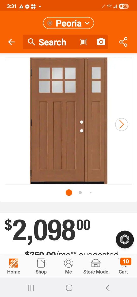 58" New Exterior Door With Glass Eetail $2000 Asking $1445