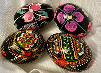 traditional Slavic hand-painted wooden Easter eggs
