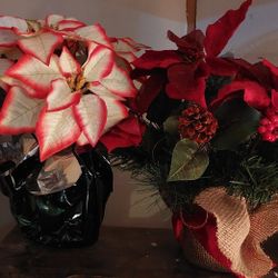 2 Fake Poinsettias 