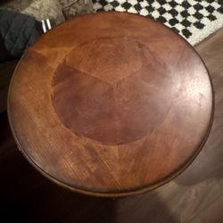 2 Dark Wood 3-Tier Round Side Tables