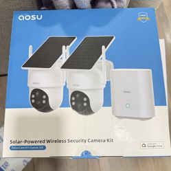 aosu SolarCam D1 Classic 2K Outdoor PTZ Wi-Fi Turret Night Vision 2-Camera Kit