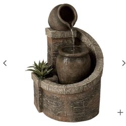 35" High Rustic Garden Fountain with LED Light