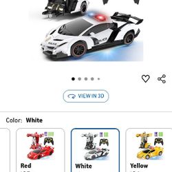 Remote Control Car - Transform Toys Car Robot, One Button Deformation to Robot with Flashing Light, 2.4Ghz 1:18 Scale Transforming Police Car Kids Toy
