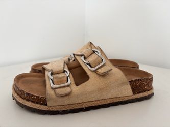 Gold Double Buckle Platform Sandals 4Y