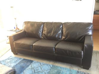 Espresso brown leather sofa