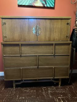 Midcentury modern tall boy dresser