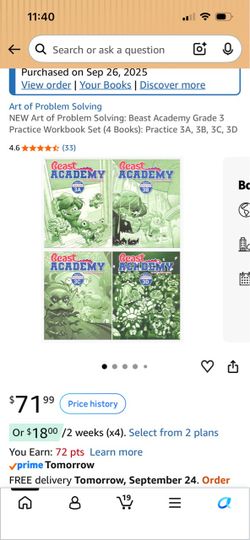 NEW beast academy practice books 3 (A, B, C, D)