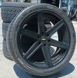 24” Chevy Silverado GMC Sierra Black  Wheels & Tires Tahoe Yukon Escalade Suburban Rines Y