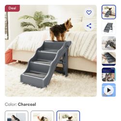 Frisco foldable pet stairs, dog or cat charcoal non slip