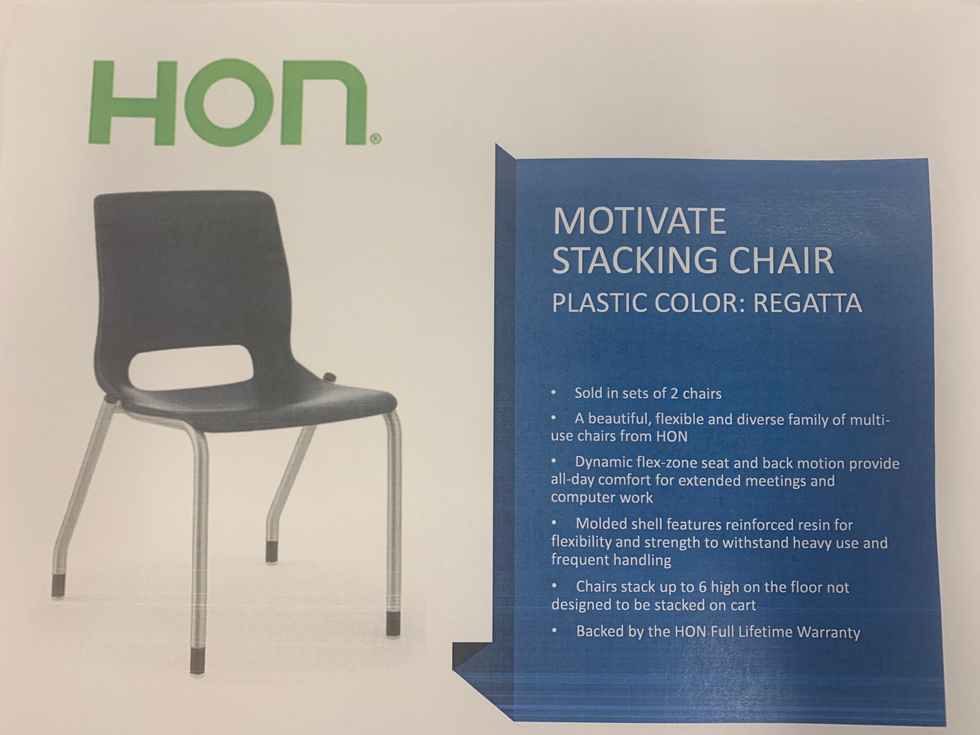 Hon Motivate Stacking Chairs 2pk Brand New