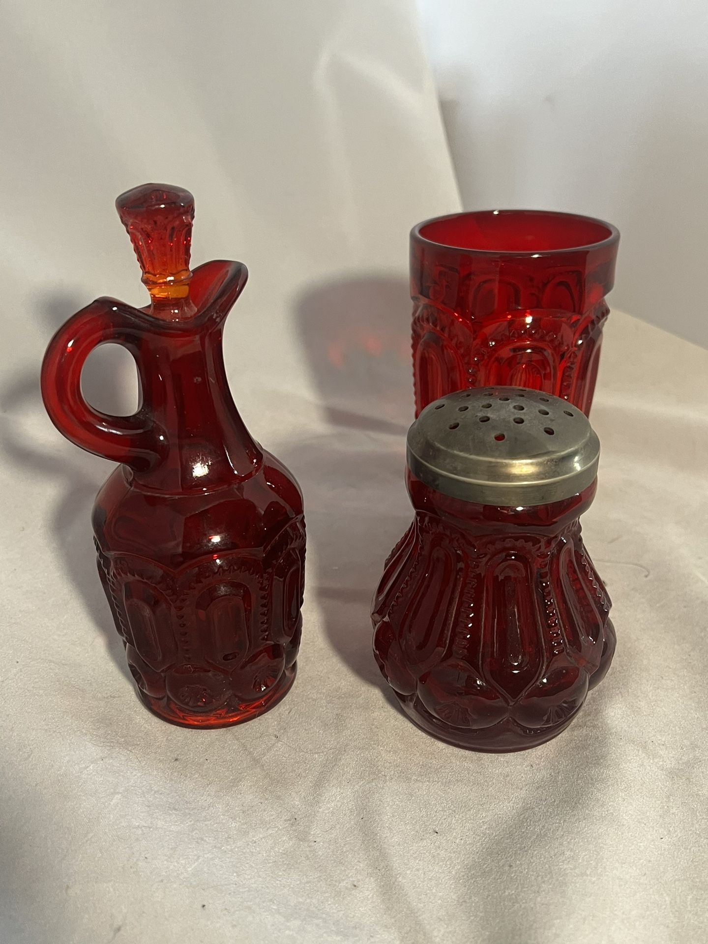 Vintage 3 Piece Ruby Red Glassware