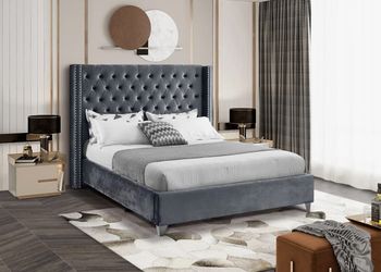 Joclynn Upholstered Wingback Bed By Everly Quinn Queen Velvet