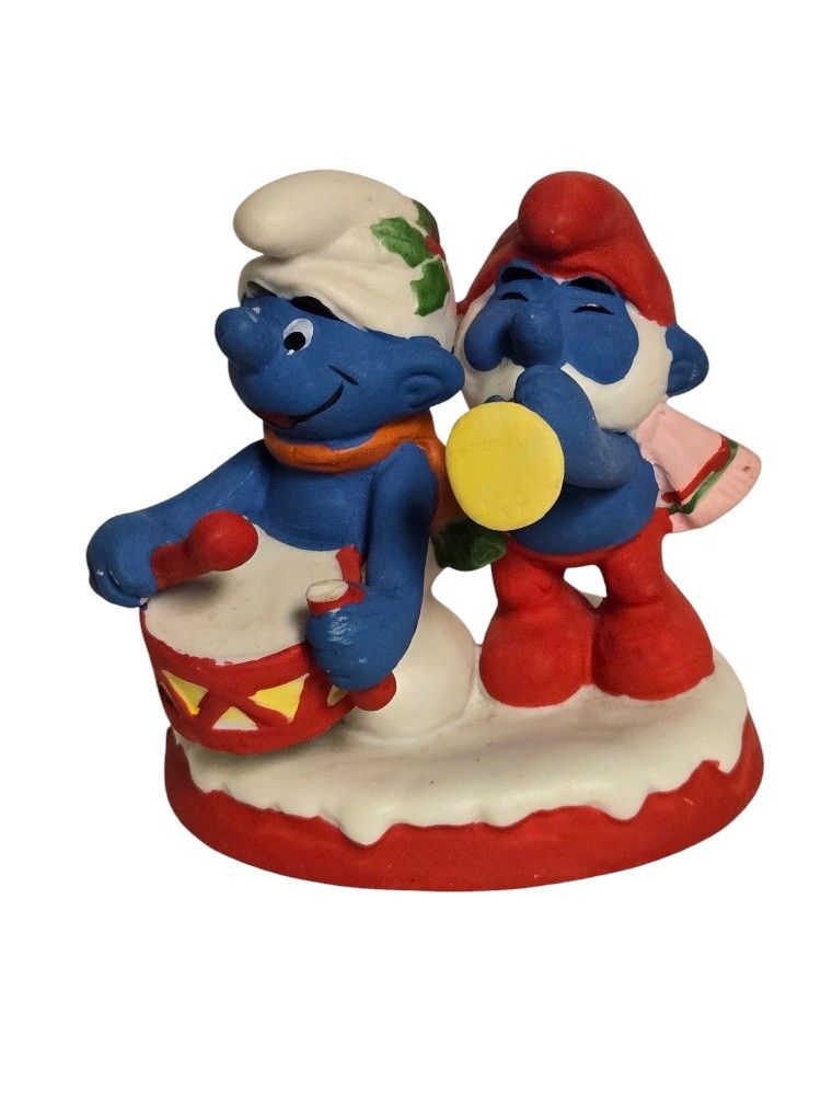 vintage smurf Christmas Collectibles music  figurine DAMAGE to drumstick