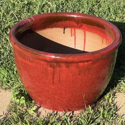 Burnt Orange Red Large Ceramic Garden Pot
