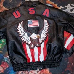 USA Eagle Leather Bomber Jacket