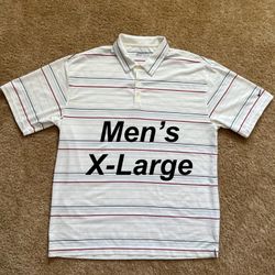 NIKE Fit Dry Standard Fit GOLF Polo Shirt / Mens X-Large XL / Like New w/o Tags!! / White & Blues