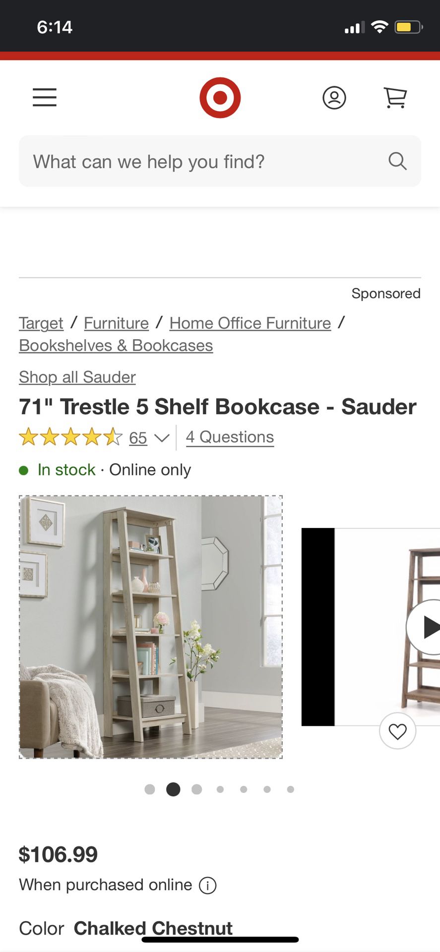 71 “ Trestle 5 Shelf Bookcase 