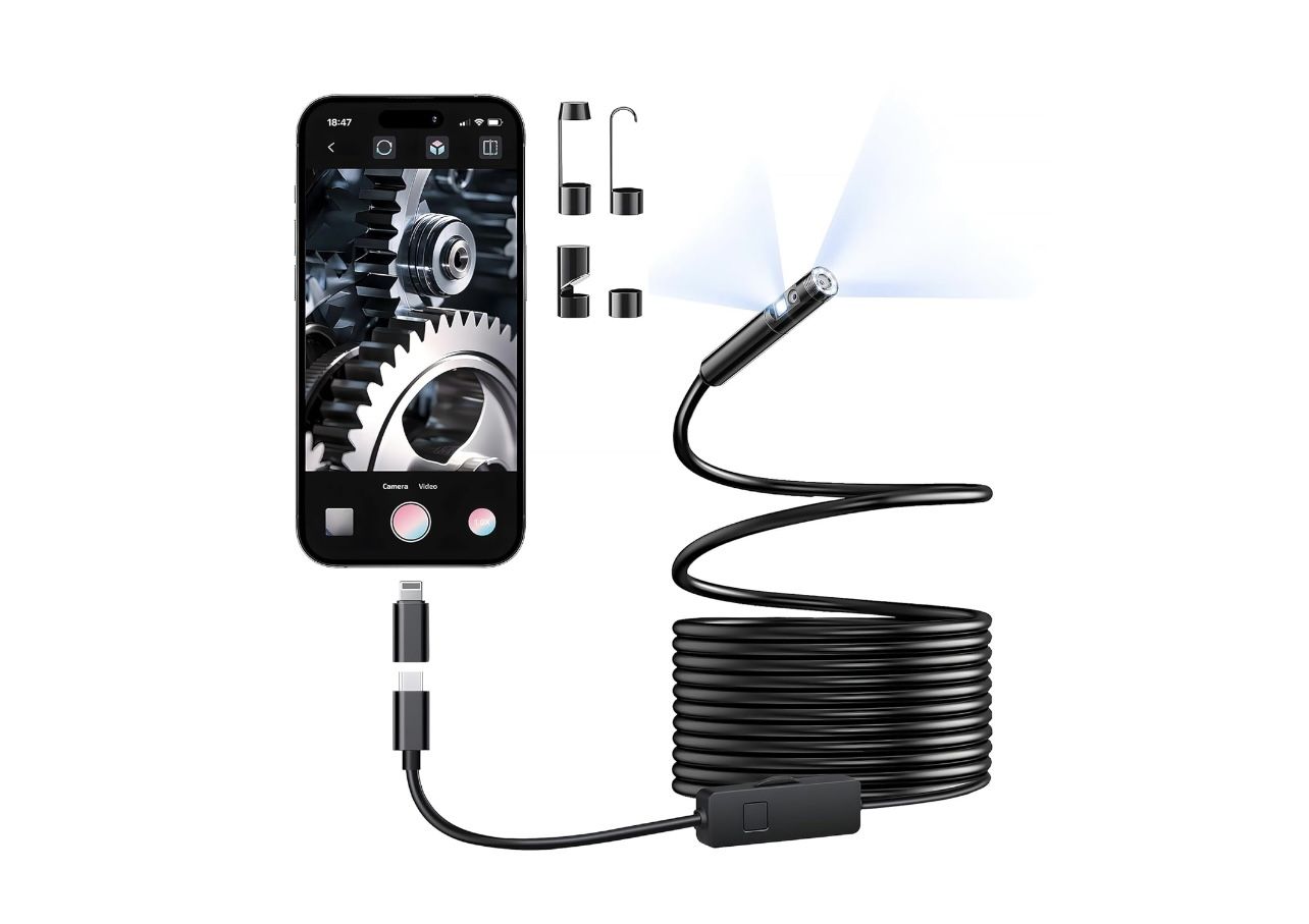 Endoscope Camera with Light for iPhone 15, iPad & Samsung