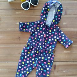 3MOS NAVY BLUE MULITICOLOR HEARTS HOODED JUMPER