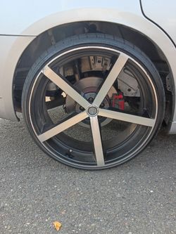 6-Spoke Black Machined Aftermarket Wheel with Tire 24 inches