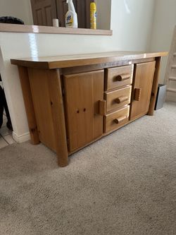 Rustic log buffet sideboard cabinet  54 x 21 X 28 inches Tall