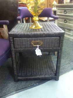 End table Wicker And Solid Wood