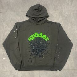 Spider Black & Green Hoodie With Spider Web Design.