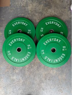 PRICE FIRM 25 lb Bumper Weight Plates Rubber, 2 Sets (4 Plates) BRAND NEW