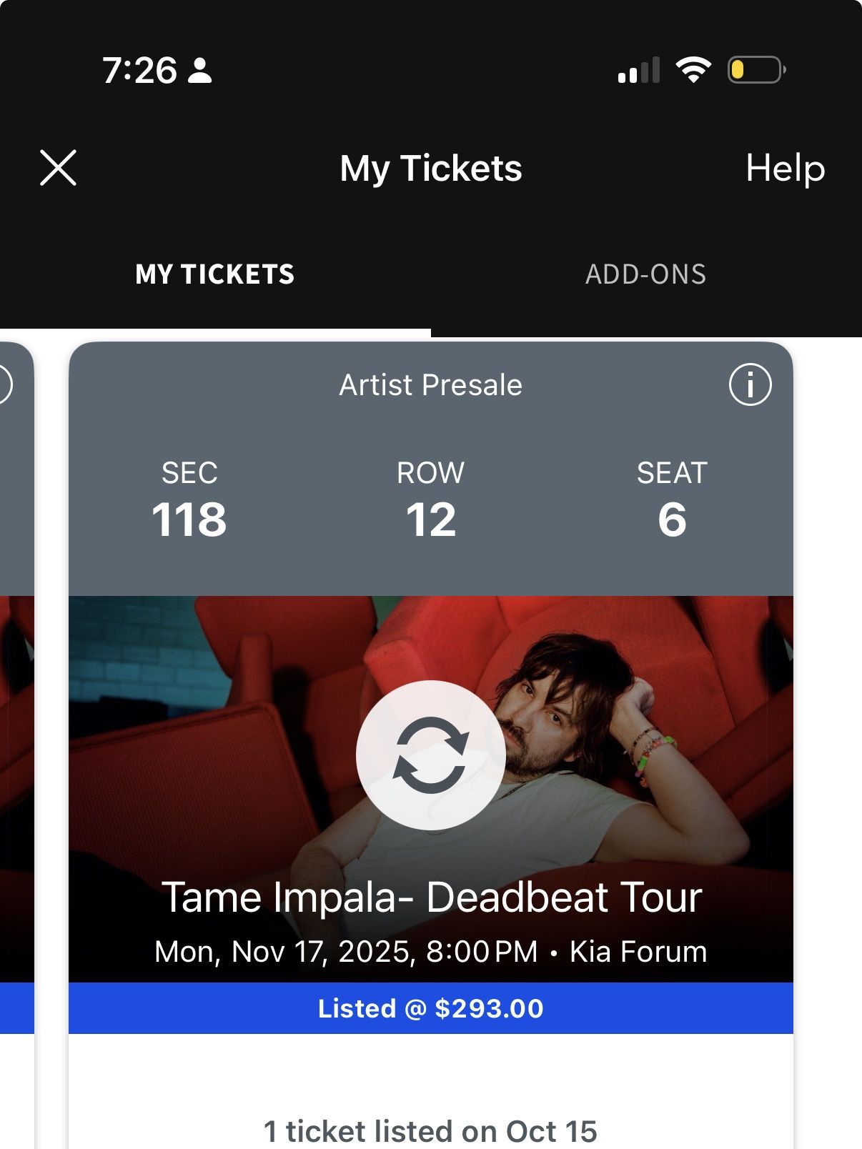 Tame impala Tickets For Nov. 17, 2025 