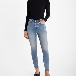 Express High Waisted Medium Wash Stretch Flexx Skinny Jeans 81% Cotton