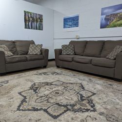 Modern Grey Couch and Loveseat Set