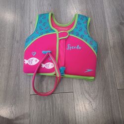 Speedo Girls Swimming Aid Vest Life Jacket Float Pink Size 2- 4