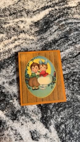 Vintage Boy/Girl Wood Wall Plaque